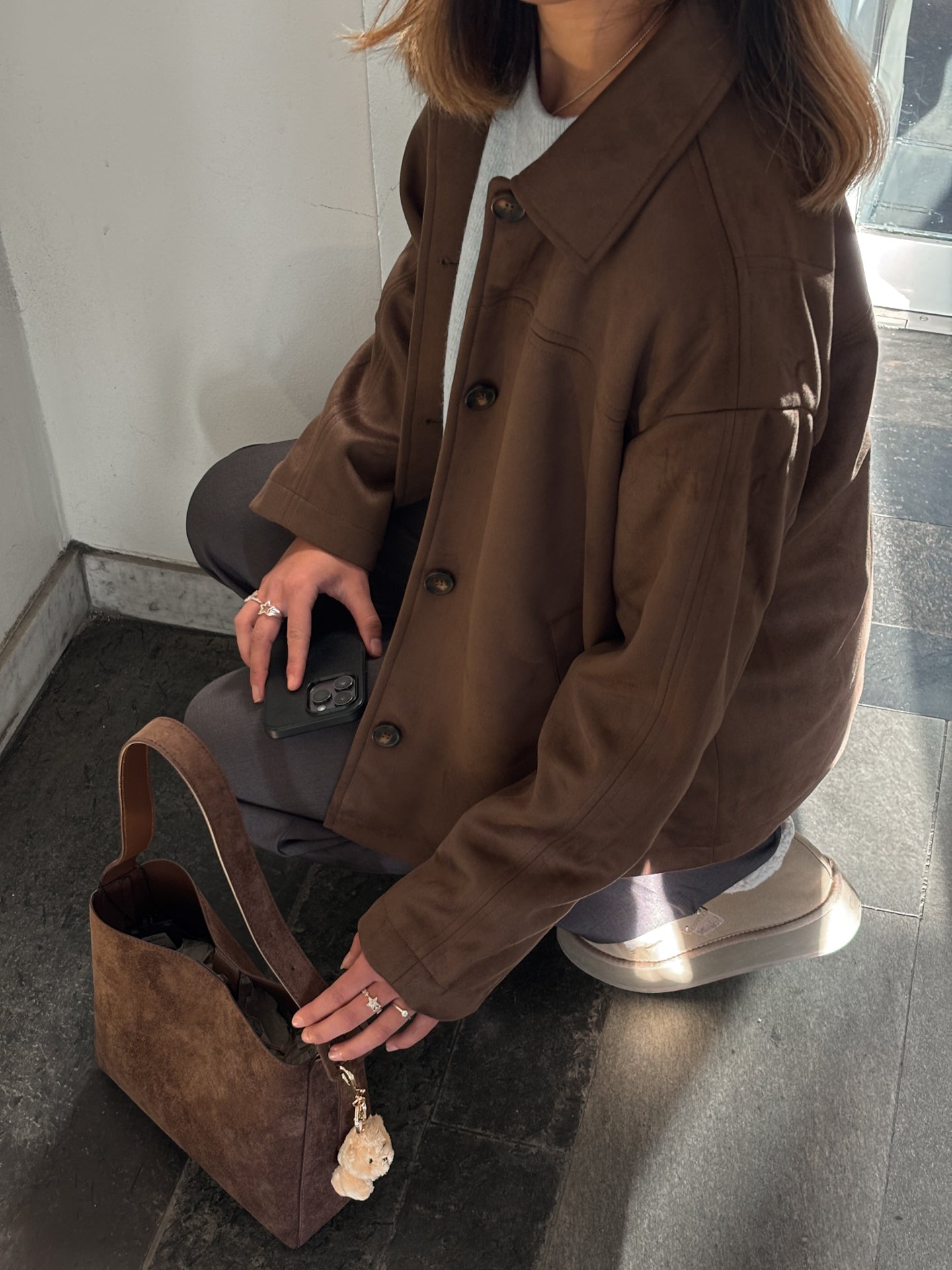 ONLCAROLINA Faux Suede Jacket - Brun